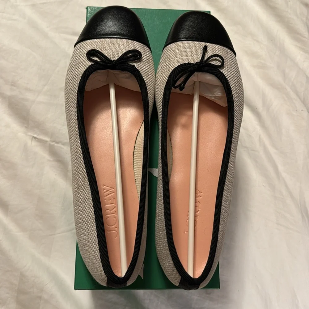 J.Crew Zoe cap toe ballet flats in Spanish canvas BX922